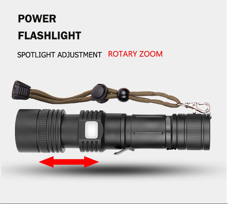 LED Flashlight XHP50.2 Powerful Flashlight USB Rechargeable Torch Zoom LED Torch Waterproof Flashlight by 18650 Battery