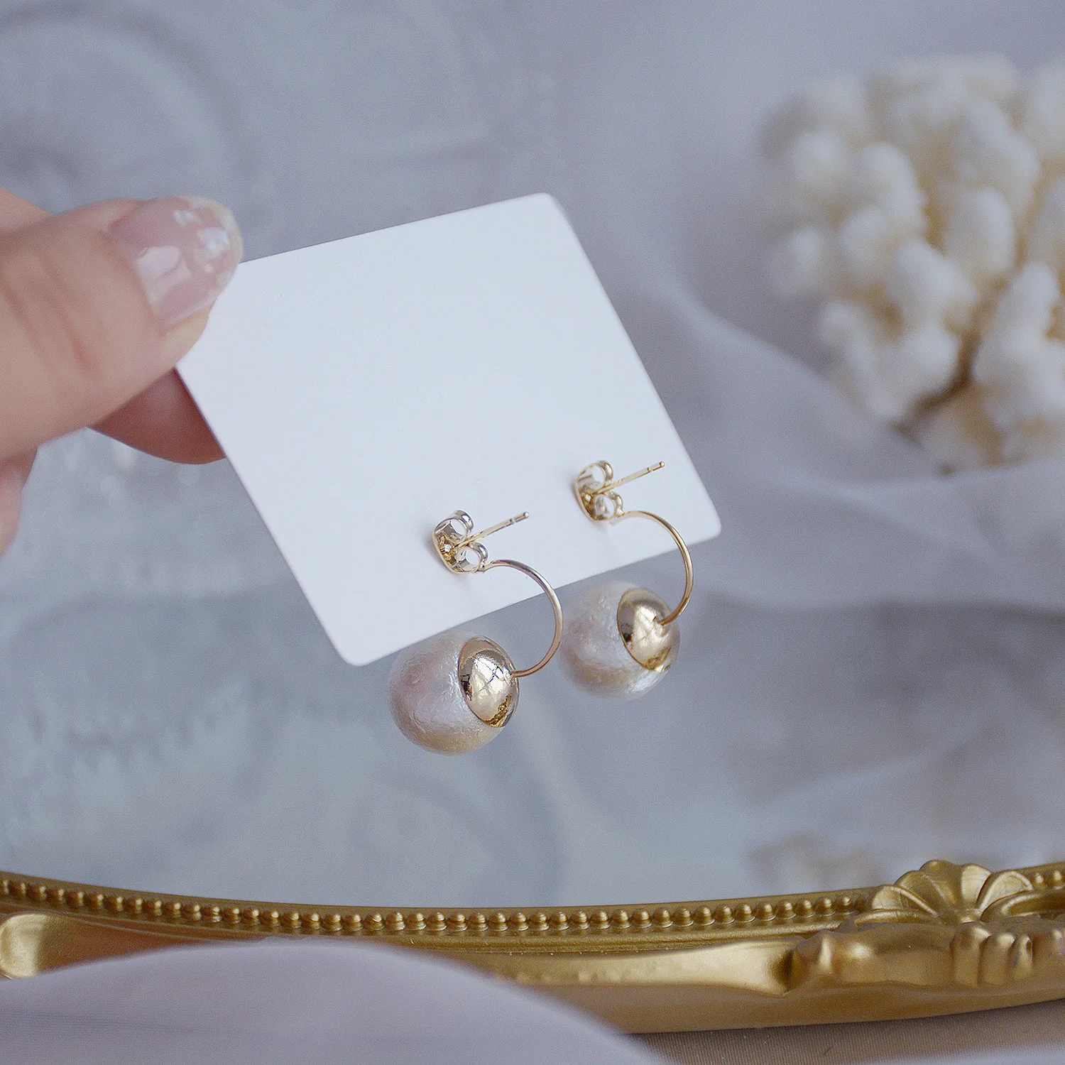 

Romantic Jewelry 14K Real Gold Pearl Stud Earrings for Women Gift Shining Zircon Knot Earrings