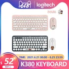 Беспроводная мини-клавиатура и мышь Logitech K380, игровой миниатюрный кролик, BrownBear, для Mac, Chrome, Windows, IOS, Android