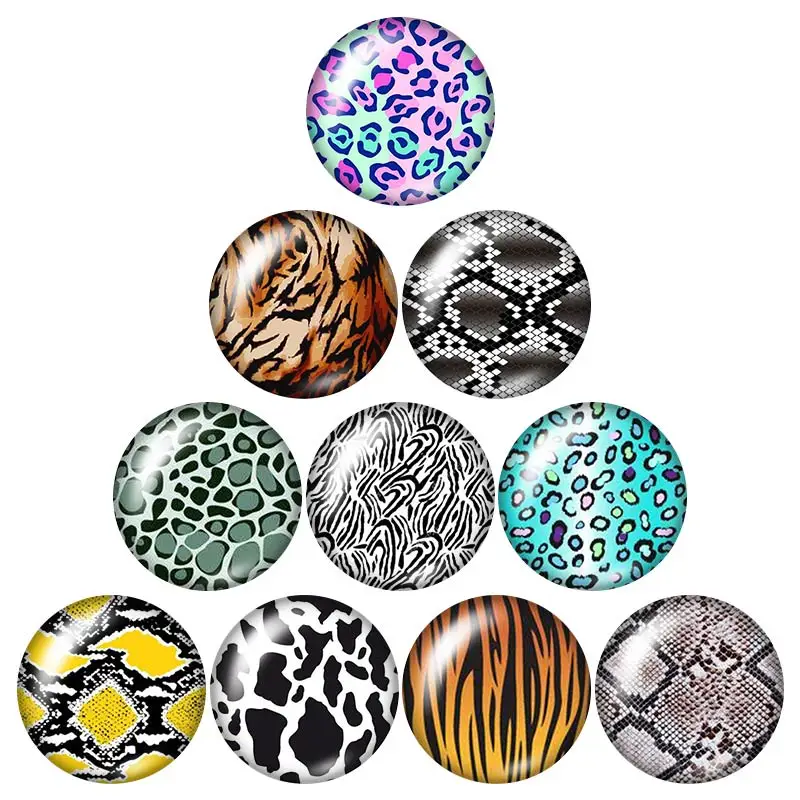 Леопардовые узоры вращающиеся 18 мм кнопки 10 шт. Смешанные Круглые фото стекло