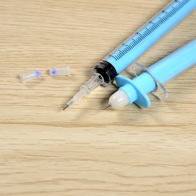 Ручка гелевая с имитацией под инъекции шприц черными чернилами для письма и