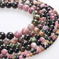 natural stone beads mixed color tourmaline stone round loose beads 2 3 4 6 8 10 12mm for bracelets necklace diy jewelry making