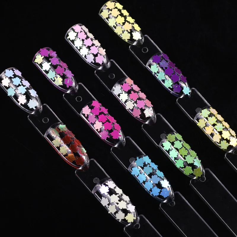 1 коробка блестящая голографическая палитра блесток для ногтей кленовый лист