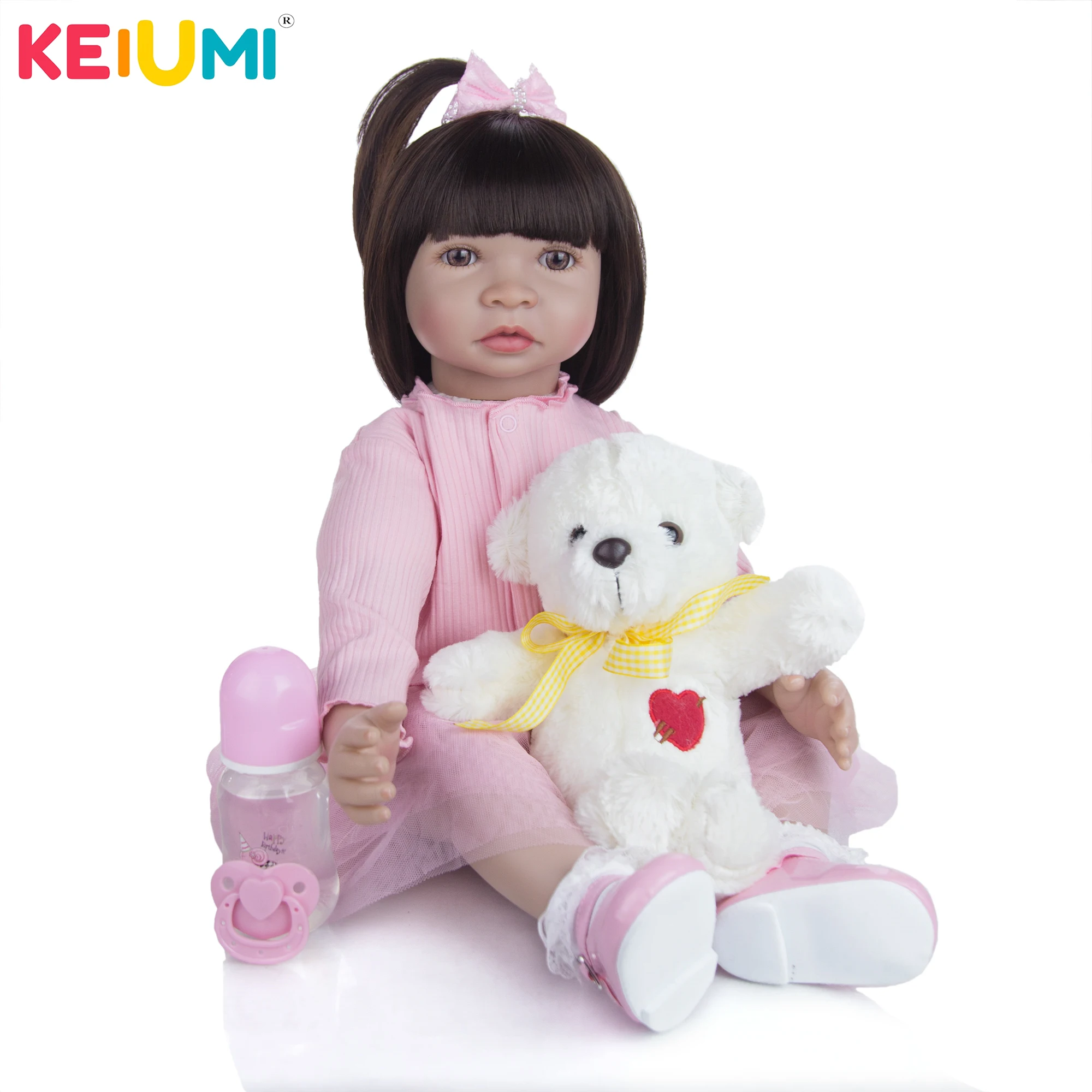 

Wholsale KEIUMI 24 Inch Reborn Baby Dolls Real Princess Baby Dolls Toy Soft Silicone Bebe Dolls Gift To Child Birthday