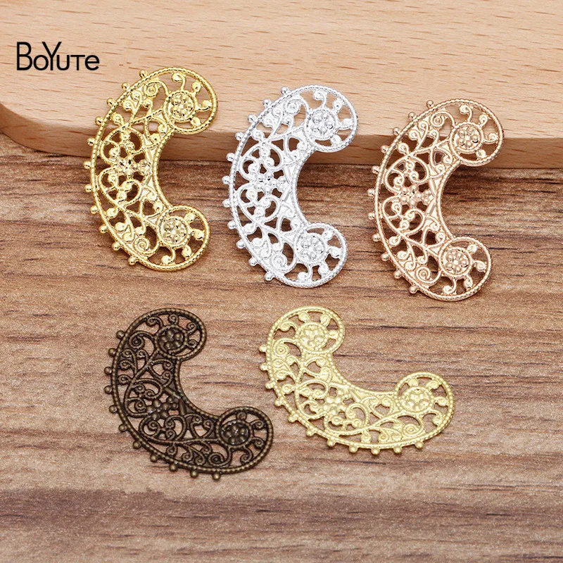 

BoYuTe (100 Pieces/Lot) 18*30MM Metal Brass Flower Filigree Materials Diy Hand Made Jewelry Findings Components