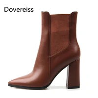 dovereiss fashion womens shoes winter concise new sexy pure color pointed toe clear heels boots ankle boots block heels 35 45