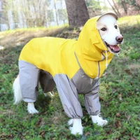 pet dog raincoat waterproof zipper clothes high neck hooded jumpsuit for small big dogs overalls rain cloak labrador