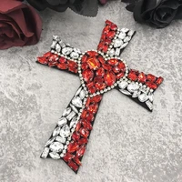 crafts beads crystal rhinestone love heart cross design patches applique sew on patches clothing bags decorated diy sewing