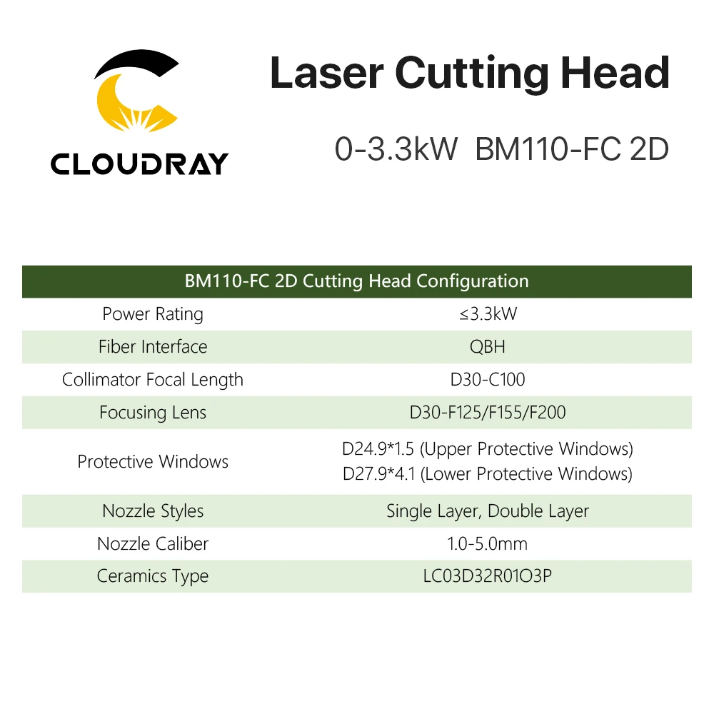 Cloudray оригинальная Лазерная режущая головка Raytools BM110 155 кВт 2D FL125/200/мм для лазерной