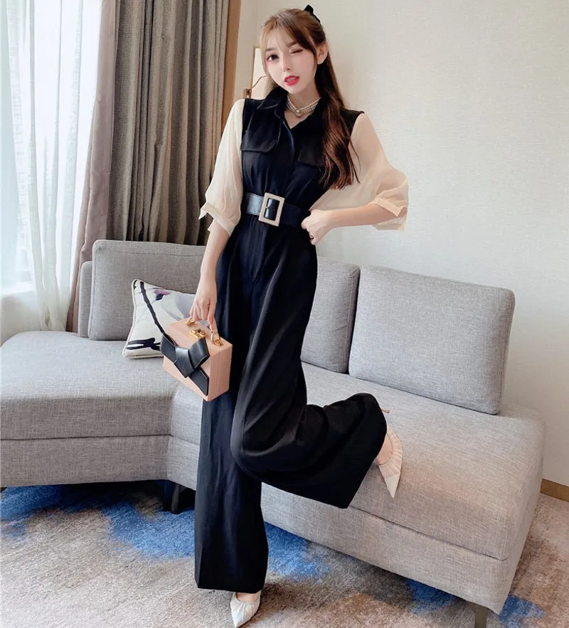 

2020 summer new fashion elegant Women long Jumpsuit Party three quarter Sleeve Jumpsuits rompers