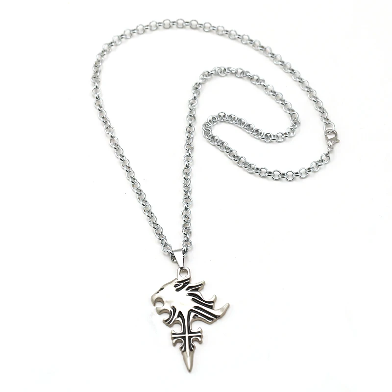 Мужские и женские ожерелья Final Fantasy с подвеской голова волка ледяная 8 дюймов