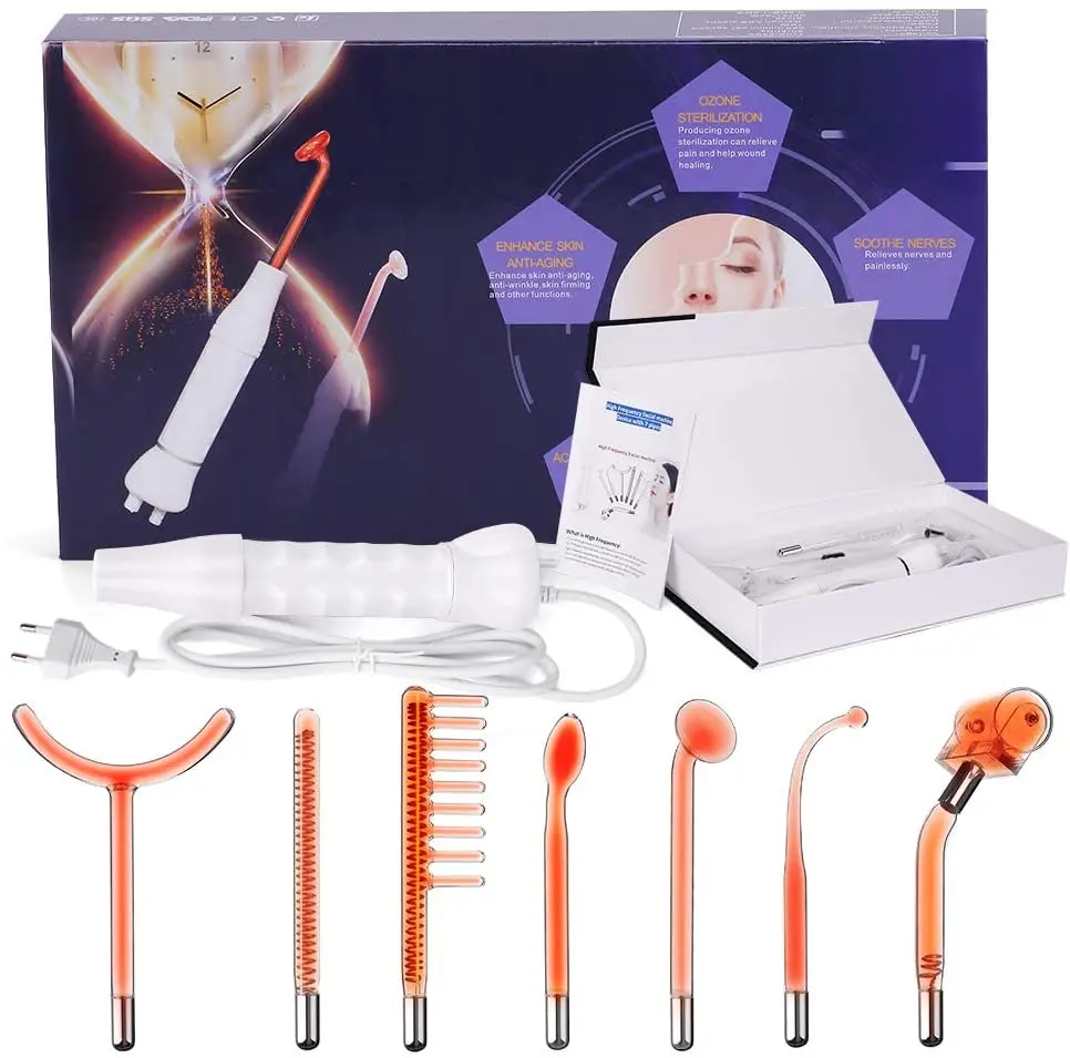 High Frequency Electrotherapy 7 Electrode Wands Tube Facial Machine Beauty Treatment for Aging Skin Spot Acne Remove