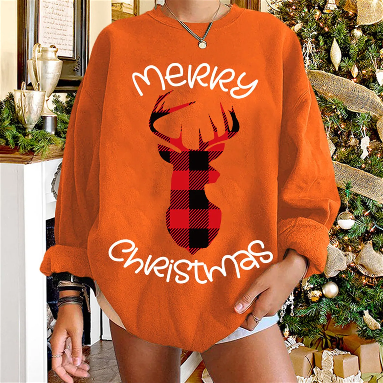 

Womens Sweatshirt Loose Loose Pullovers Female Tops Christmas Crewneck Long Sleeve Casual Basic Толстовка Женская Hoody