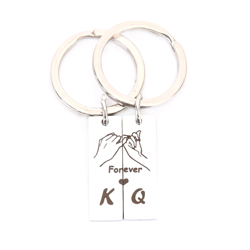 

Engraved King Queen Forever Love Couple Keychains and Hug Cat Couple Keychains