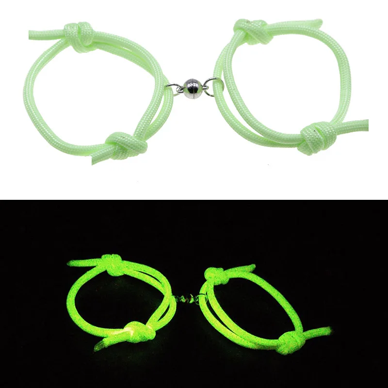 

Trekken Koppels Armbanden Beste Vriend Armband Fluorescerende Lichtgevende Shiny Eed Armband Touw Weven Magneet Trekken