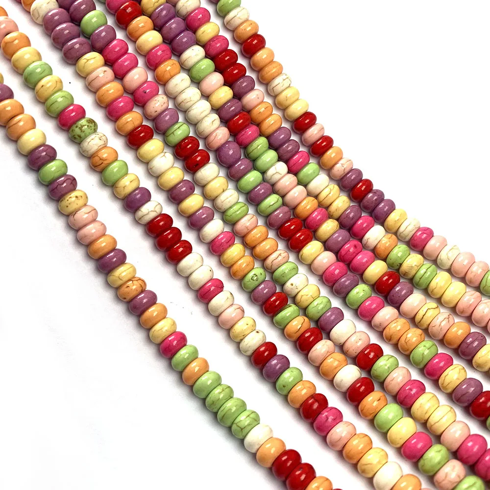 

Natural semi precious stone beads Abacus bead shape Mix colors Turquoises DIY for making necklaces and bracelets