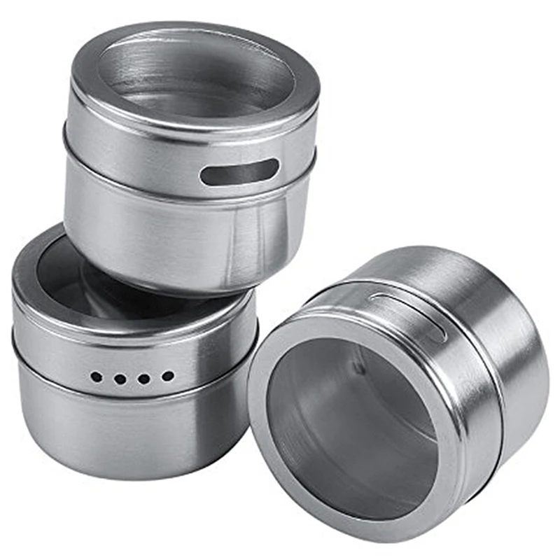 Горячая продажа Магнитные Банки для специй из нержавеющей стали Набор банок с