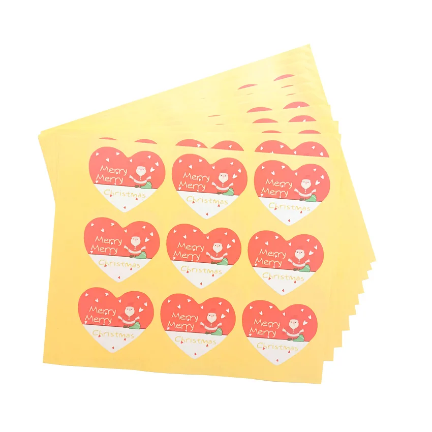 90 шт./лот наклейка с узором в виде снеговика сердца рождественская санта клаусом