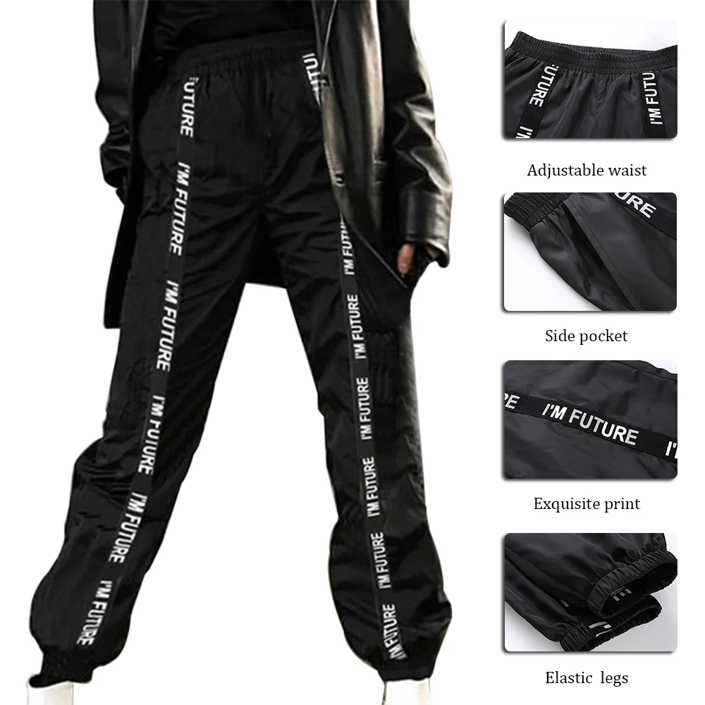 Женские брюки карго Harajuku черные большого размера с высокой талией в уличном