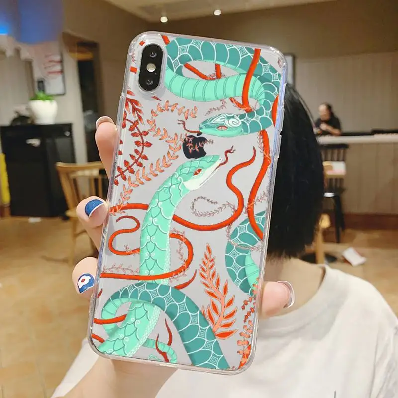 

Hand Snake Phone Case Transparent soft For iphone 5 5s 5c se 6 6s 7 8 11 12 plus mini x xs xr pro max