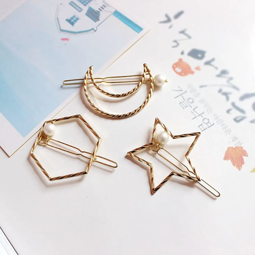 Жемчужная заколка для волос женский головной убор простой пятиконечная звезда