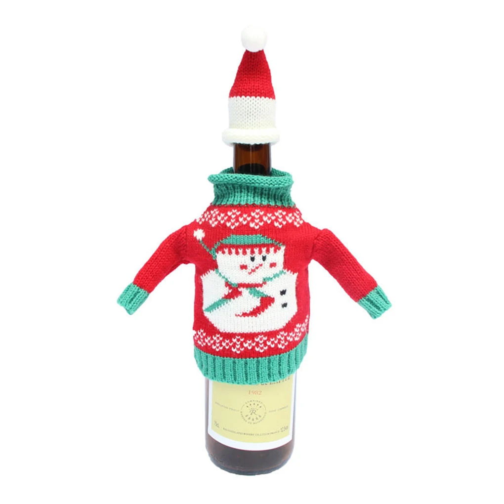Christmas Deer Style Knitting Wool Red Wine Glass Champagne Bottle Covers Bag | Дом и сад