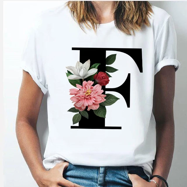 

women T-shirt Girl flowers Short Sleeve casual Korean Style Tops women's High quality printing T-shirt harajuku Clothes