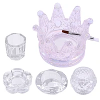 nail clear crystal glass bowl crown molding acrylic powder container nail manicure color palette nail salon professional tools