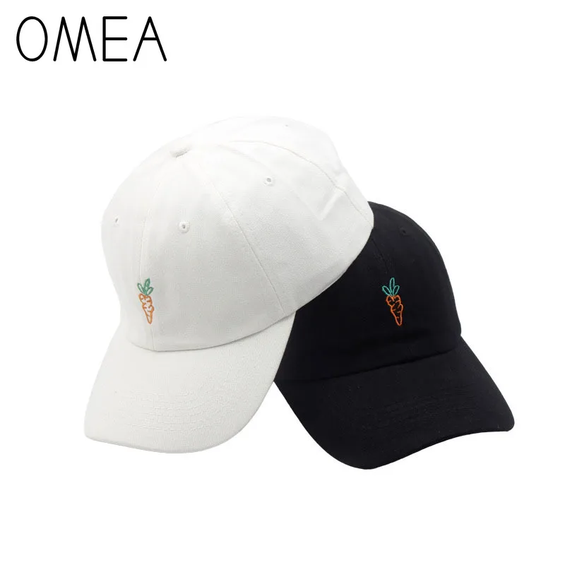 OMEA козырек шляпа модная Милая мультяшная вышитая бейсболка морковка женский