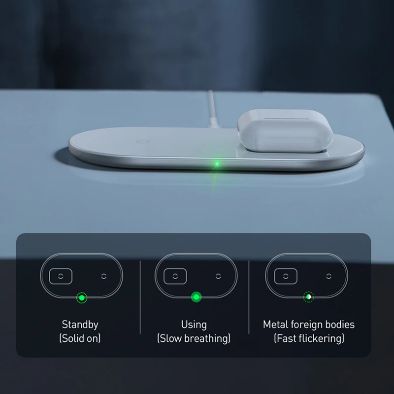 Беспроводное зарядное устройство Baseus 2 в 1 Qi 18 Вт для Airpods iPhone 11 pro Samsung S10 подставка