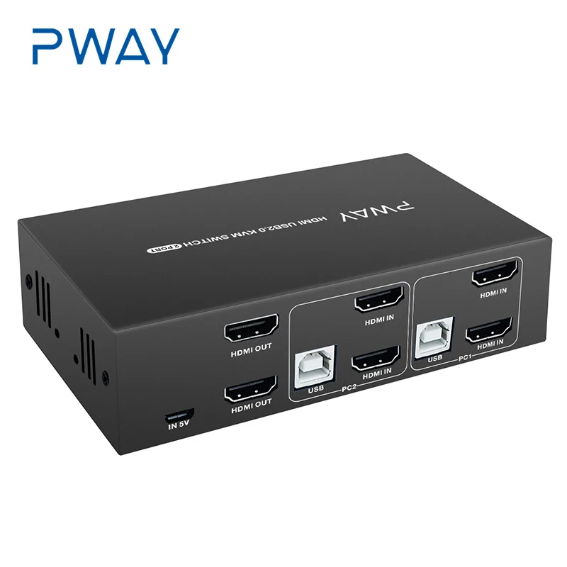 

PWAY S7201H2 2Port Support 4Kx2K 1080P 2 Input 2 Output USB2.0 KVM Switch