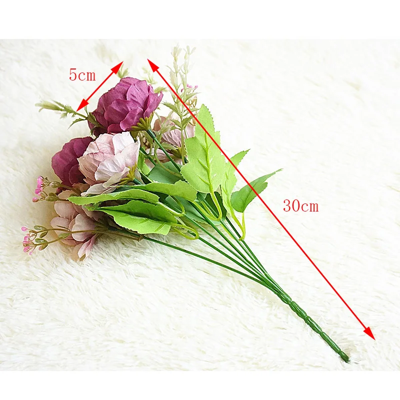 Искусственные цветы пиона 6 головок Шелковый цветок маленький букет для свадьбы