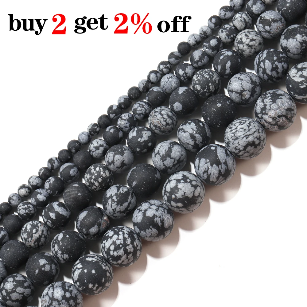 1strand/lot 4/6/8/10mm Flake Snow Natural Stone Snowflake Obsidian Round Loose Spacer Bead For Bracelet Jewelry Makings Supplies | Украшения