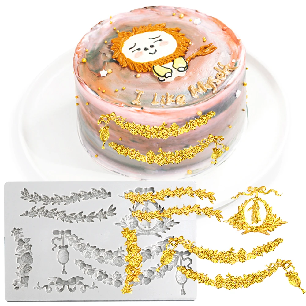 

DIY Sugar Craft Flower Silica Gel Mold Soft Sugar Mold Wedding Cake Border Decoration Tool Chocolate Rubber Mold