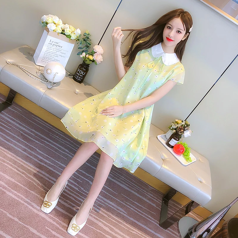 

COIGARSAM Chiffon Women dress New Summer Short Sleeve Dresses 82136