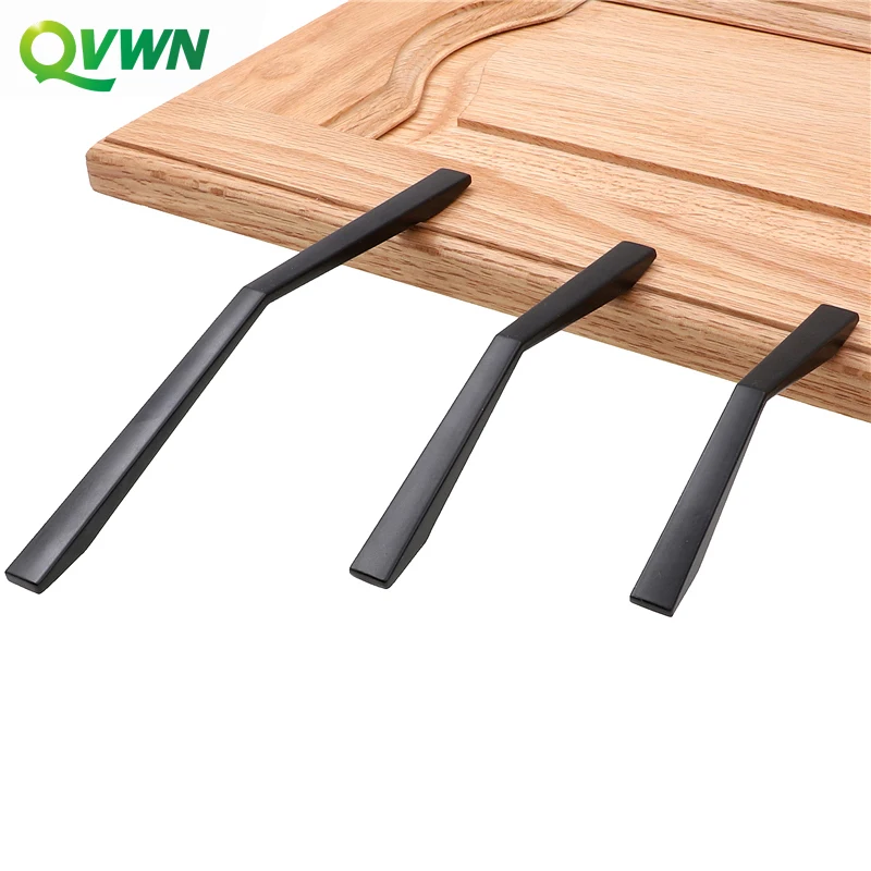 Черные ручки для шкафа QVWN квадратная мебель фурнитура из нержавеющей стали