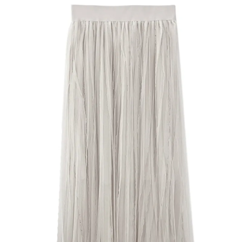 

Skirts Women A-Line Gauze Korean Style Chic Ulzzang Leisure Fashion High Waist Womens Elegant Vintage Streetwear All-match Daily