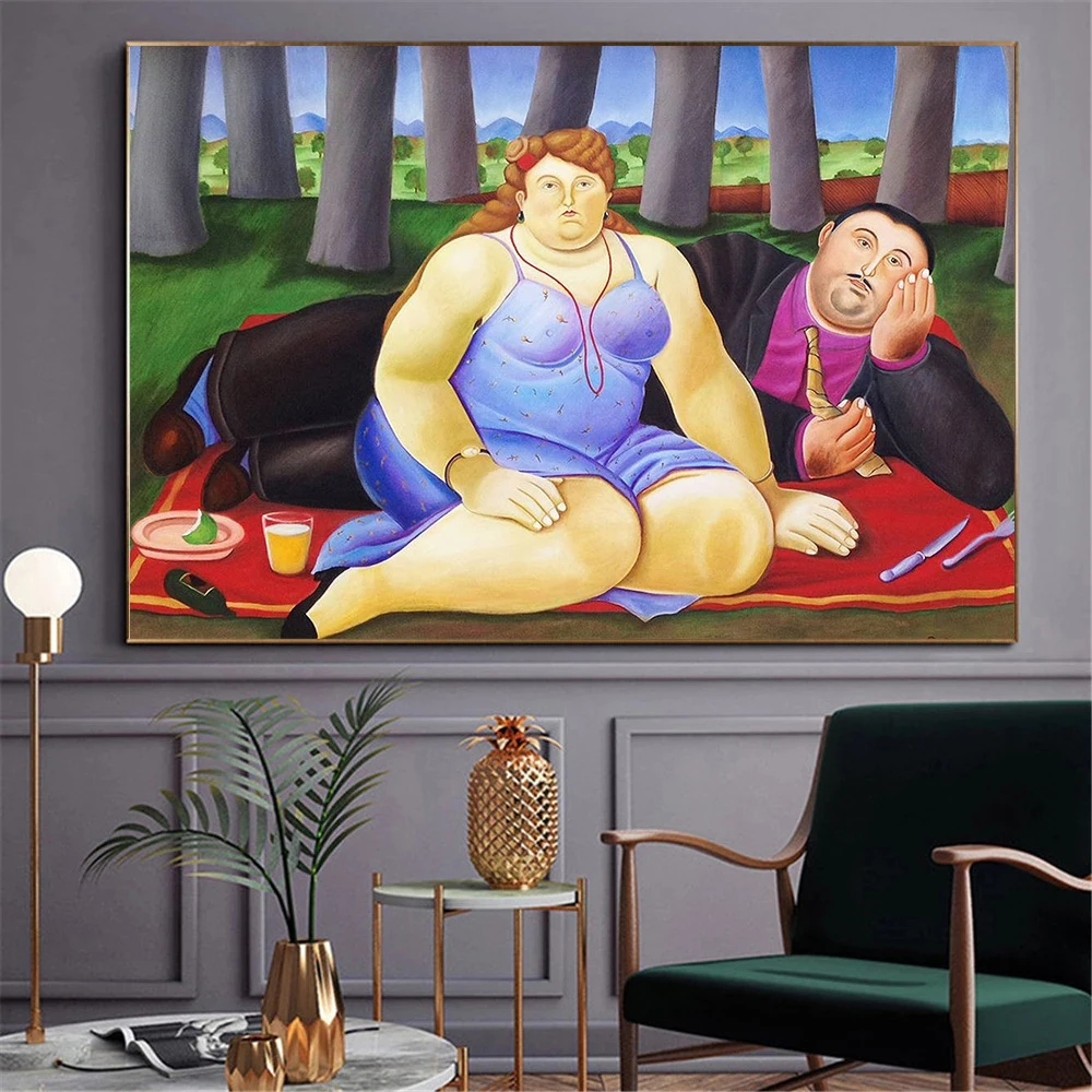 

Холщовый постер Fat Lady, абстрактная женщина, фигурка, картины, картины для гостиной, бескаркасная холщовая Настенная картина