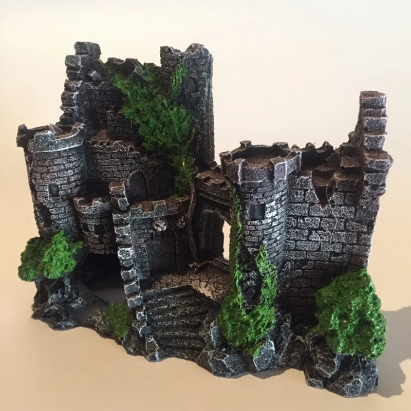 Полимерный Искусственный аквариум украшение для древнего замка скала пещера