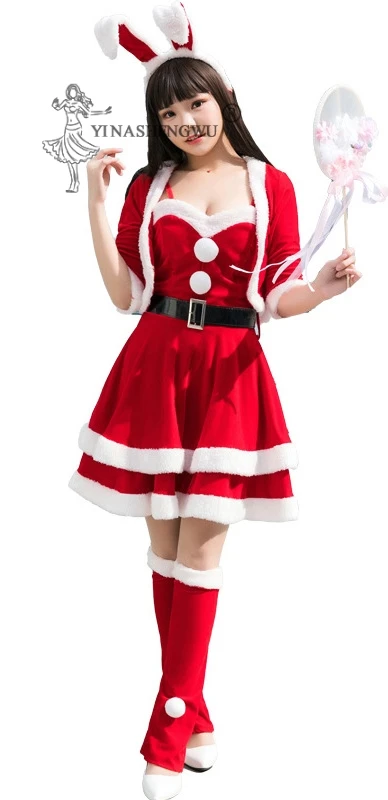 

Santa Claus Outfits Women Christmas Dresses Adult Costume Ladies Fancy Dress Xmas Winter Red Dress Sexy Costume Christmas Party