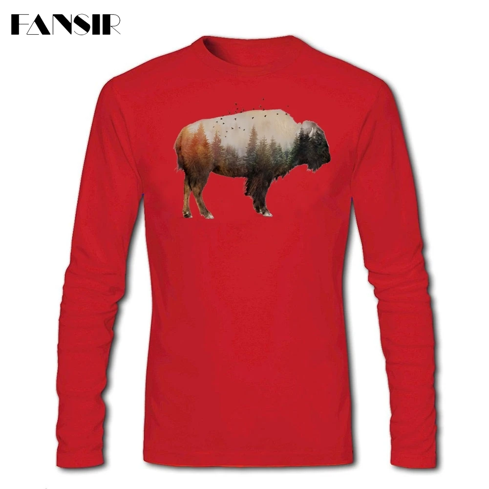 Классическая мужская футболка Bison из натурального хлопка с круглым вырезом