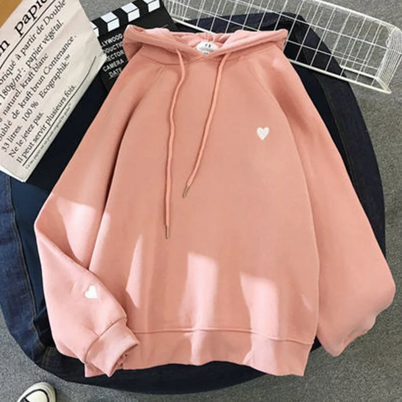Light Pink Толстовка Harajuku стиль свободная одежда Женская Куртка tide Толстовка Размер Уличная para спортивный костюм плюс бархат утолщение - Цвет: Light Pink