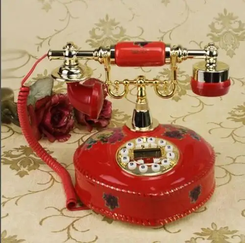 

The wedding red heart-shaped large ceramic antique retro home landline call display telephone Decoration home classical phone