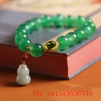 customizable retro green chalcedony silk cord 10mm beads emerald gourd green jade jadeite ball bead luck amulet bracelet