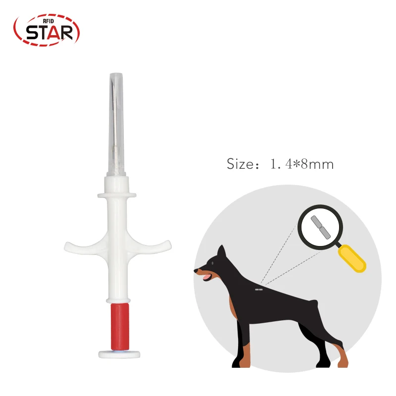 EM4305 chip syringe pet ID injector 134.2KHz glass tag transponder syringe 1.4*8mm animal microchip fdx-b microchip 60pcs