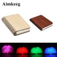 led portable night light magnetic foldable wooden book lamp 5colors usb rechargeable reading desk lights for christmas kids gift
