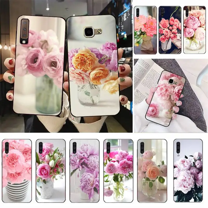 

Elegant Pink Purple Peony Flower Soft Silicone Phone Cover for Samsung Galaxy A51 30s 21S A10 70 40 Fundas Coque Bumper