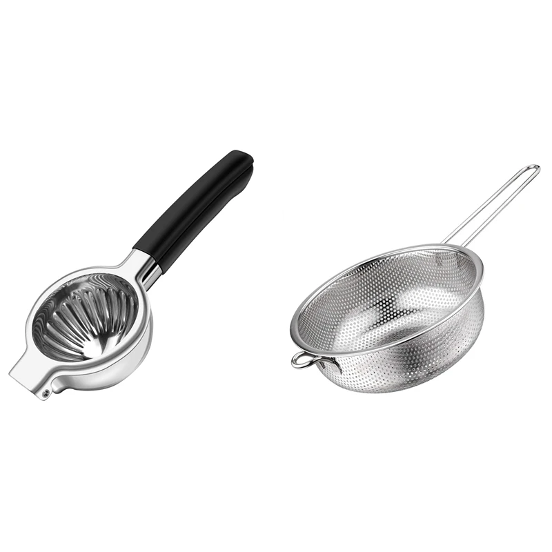 

Соковыжималка для лимона из нержавеющей стали 304, ручная соковыжималка для цитрусовых с микроперфорированным фильтром и длинной ручкой