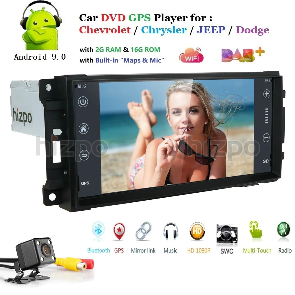 Ossuret Android 9,0 автомобильный стерео 2G+ 16G для Dodge Ram Challenger Jeep Wrangler JK головное устройство 1DIN Автомобильный gps навигатор 4G wifi BT CAM