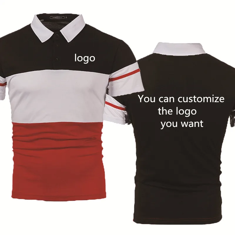 

NEW summer Men's short sleeve custom logo car anime print high quality Pure cotton casual Splicing print Men's polo shirt